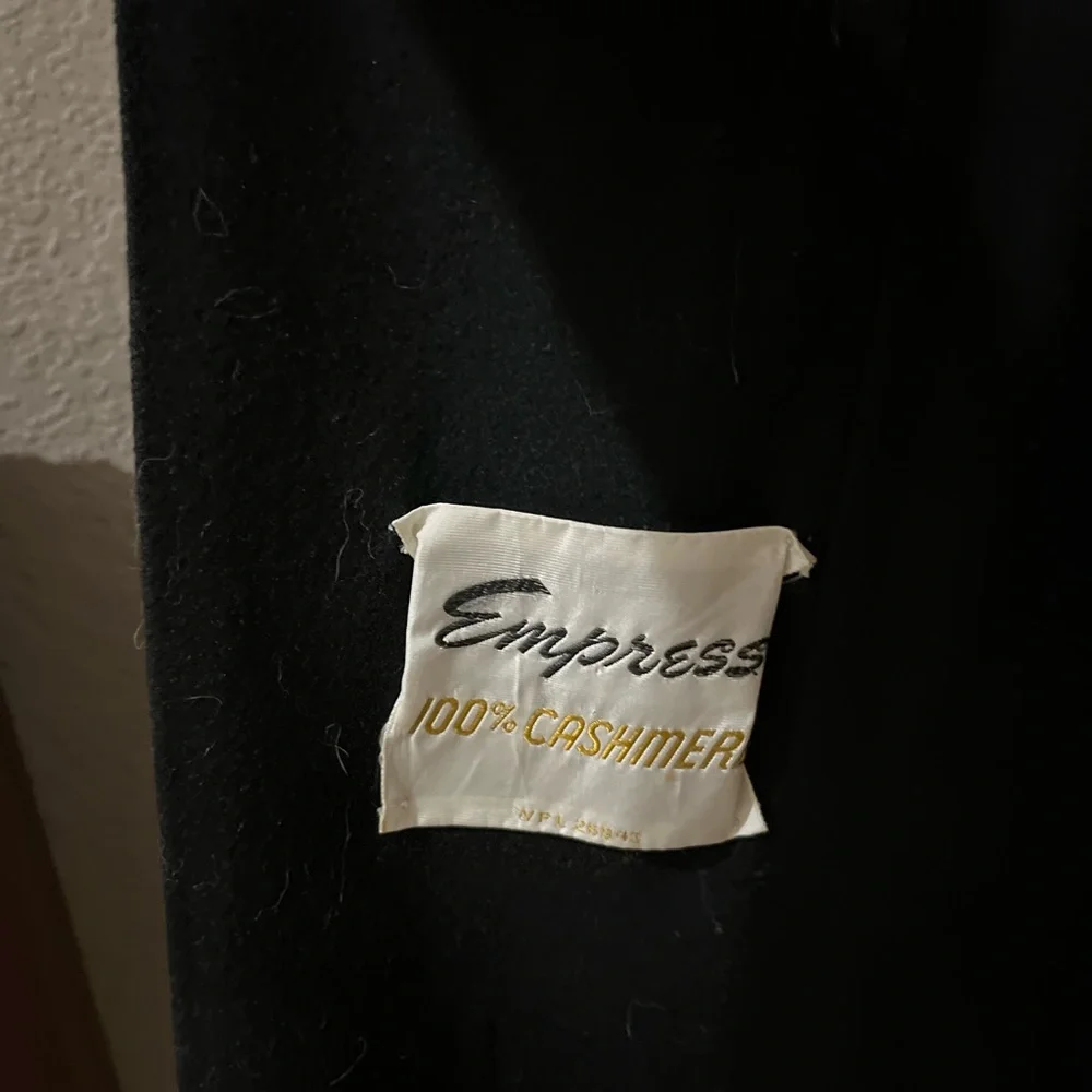 Empress Cashmere Black Coat with Brown Fur Trim and Satin lining - Picture 6 of 11